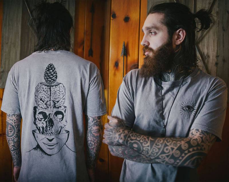 Schädel Zirbeldrüse Psy Trance Gehirn Anatomie Drittes Auge Psychedelisch Pineacone Kleidung Brennender Mann von ArtOfZig