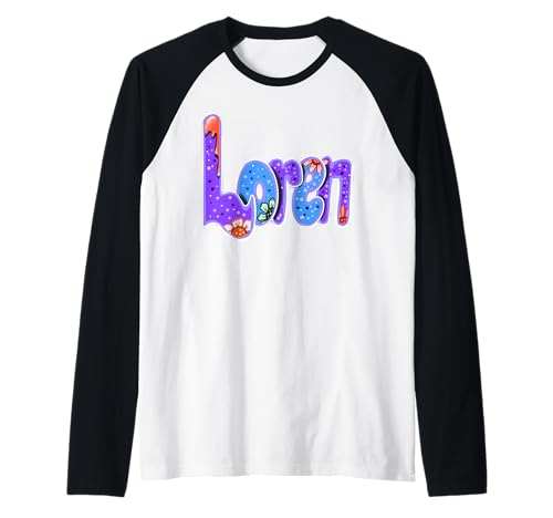 Loren Mädchen und Damen Personalisierter Name Loren Raglan von ArtOnMyTee Personalized Custom Name Loren