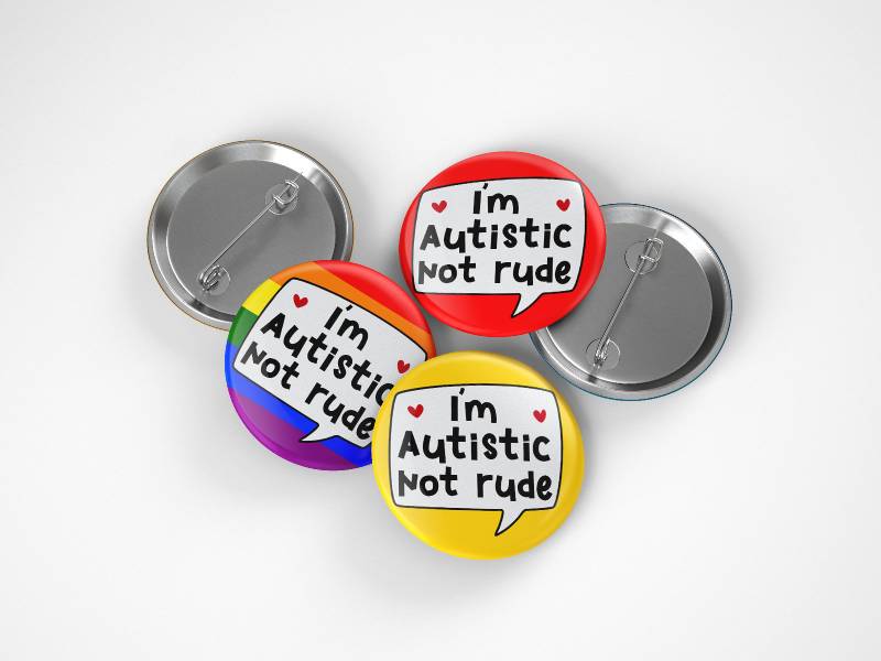 Ich Bin Autistic Not Rude Button Pin - 32 Mm Oder 44 Neurodiversent Badge, Autismus Abzeichen, Anstecker von ArtPhotographerPrint