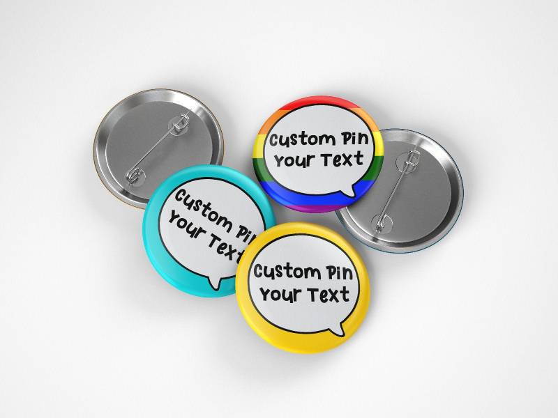Custom Button Badge Pin, 32 Mm Oder 44 Durchmesser, Personalisierter Badge - Passen Sie Ihren Eigenen Mit Sprechblase Und Text An von ArtPhotographerPrint