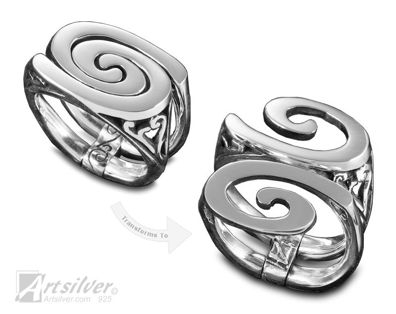 Verwandelbarer Sterling Silber Ring Multiform Swirl Interlocking Designer - Ks459S von ArtSilverDesigns