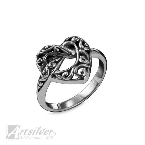 sterling Silber Lady's Infinity Herz Ring Detailliert Filigranes Design Ks032 von ArtSilverDesigns