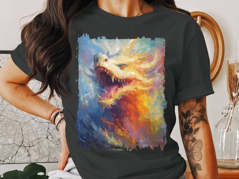 Drache Unisex-T-Shirt, Kunstdruck-T-Shirt, Fantasy-T-Shirt, Grafikdesign-Shirt, Schmutz-T-Shirt, Mythologie, Lässige Streetwear Drache Unisex-T-Shirt, Kunstdruck-T-Shirt, Fantasy-T-Shirt, Grafikdesign-Shirt, Schmutz-T-Shirt, Mythologie, Lässige Streetwear von ArtSpriteDE