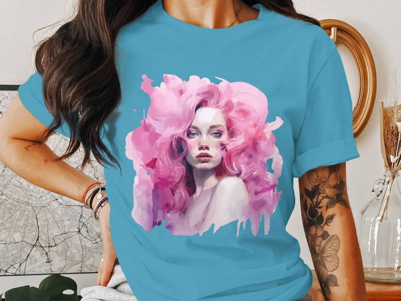 Pastell Aquarell Shirt, Rosa Frau Süßes Grafik Geschenk Für Sie Pastell Aquarell Shirt, Rosa Frau Süßes Grafik Geschenk Für Sie von ArtSpriteDE