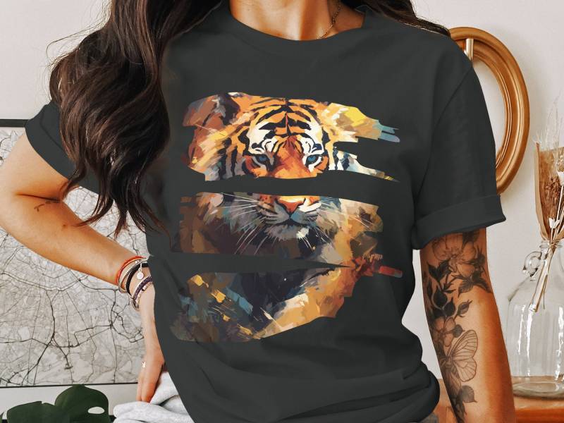 Trendy Tiger Gesicht T-Shirt, Tier Liebhaber Geschenk, Natur Inspiriert Shirt, Grafik Unisex Fit Trendy Tiger Gesicht T-Shirt, Tier Liebhaber Geschenk, Natur Inspiriert Shirt, Grafik Unisex Fit von ArtSpriteDE