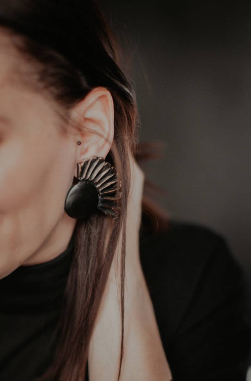 Handgemachte Polymer Clay Blumen Ohrstecker Bronze Ton von ArtTerraceTreasures