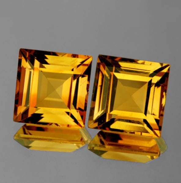 If 1.71Ct Quadrat 2 Stück Aaa + Top Golden Gelb Citrin Natürliche Unerhitzte Edelstein von ArtTown
