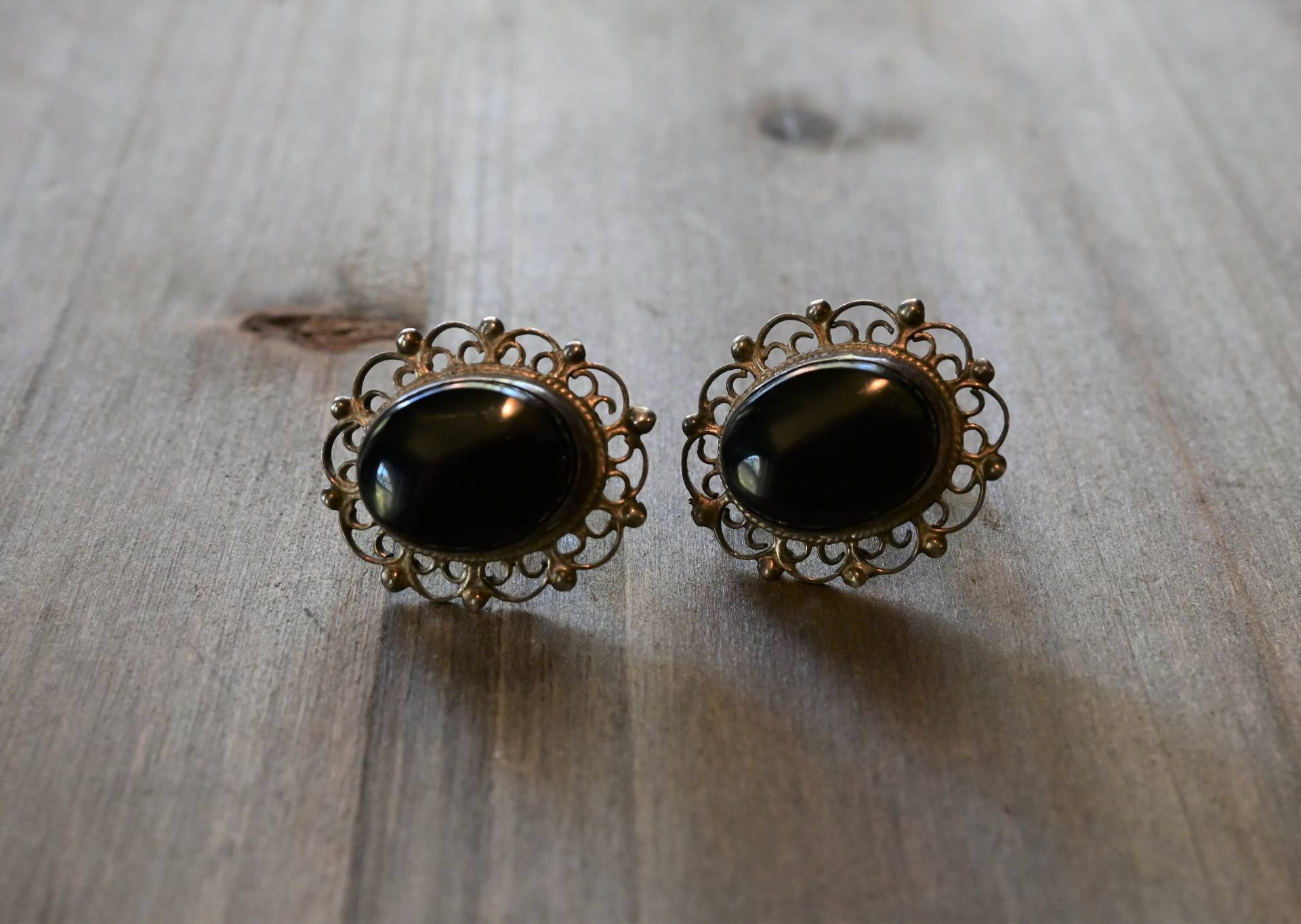 Vintage Onyx Edelstein & Sterling Silber Ohrringe Mit Filigranem Design Gekennzeichnet Mexiko 925 Schöne - 7/8 "In Der Höhe Vintage Onyx Edelstein & Sterling Silber Ohrringe Mit Filigranem Design Gekennzeichnet Mexiko 925 Schöne - 7/8 "In Der Höhe von ArtTreasureStore