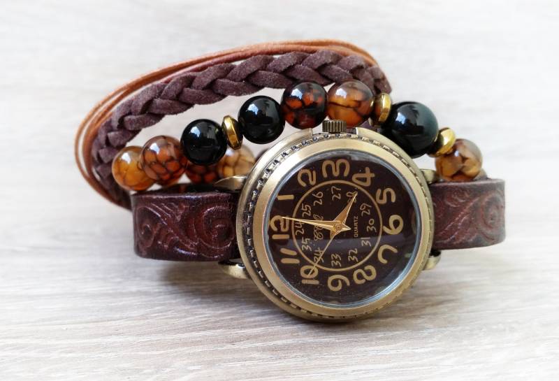 Braune Uhren Für Frauen Boho Uhr Braun Leder Armband Hipster Vintage Kuh Sie Geschenke Frau Braune Uhren Für Frauen Boho Uhr Braun Leder Armband Hipster Vintage Kuh Sie Geschenke Frau von ArtWatchDesign