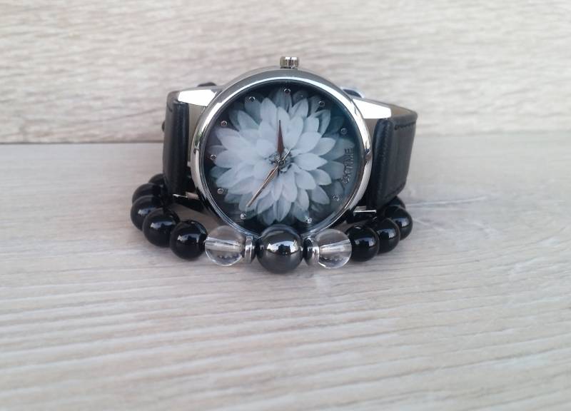 Lotus Blume Uhr Schwarz Leder Yoga Uhren Für Frauen Geschenk Damen Meditation Lotus Blume Uhr Schwarz Leder Yoga Uhren Für Frauen Geschenk Damen Meditation von ArtWatchDesign