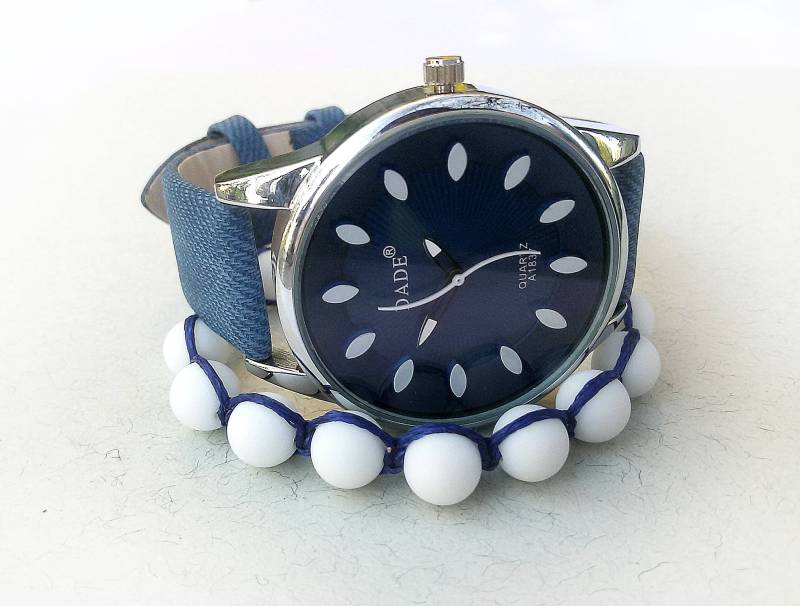 Marineblaue Uhr Für Sie Elegante Denim Blue Damenuhr Boho Armbanduhr Minimalistisch Dunkelblau Armband Geschenk von ArtWatchDesign