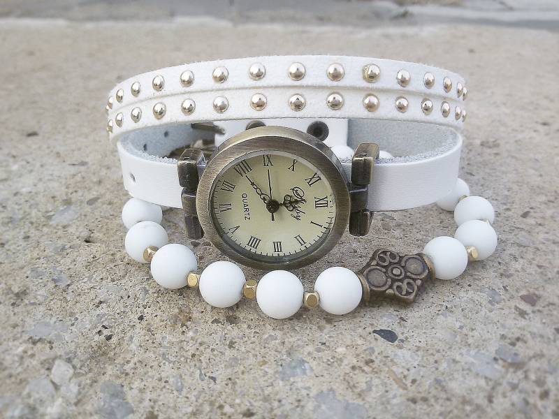 Weiße Frauen Uhr Vintage Armbanduhr Boho Armband Hochzeitsgeschenke Hipster Geburtstagsgeschenk Für Frau Weiße Frauen Uhr Vintage Armbanduhr Boho Armband Hochzeitsgeschenke Hipster Geburtstagsgeschenk Für Frau von ArtWatchDesign