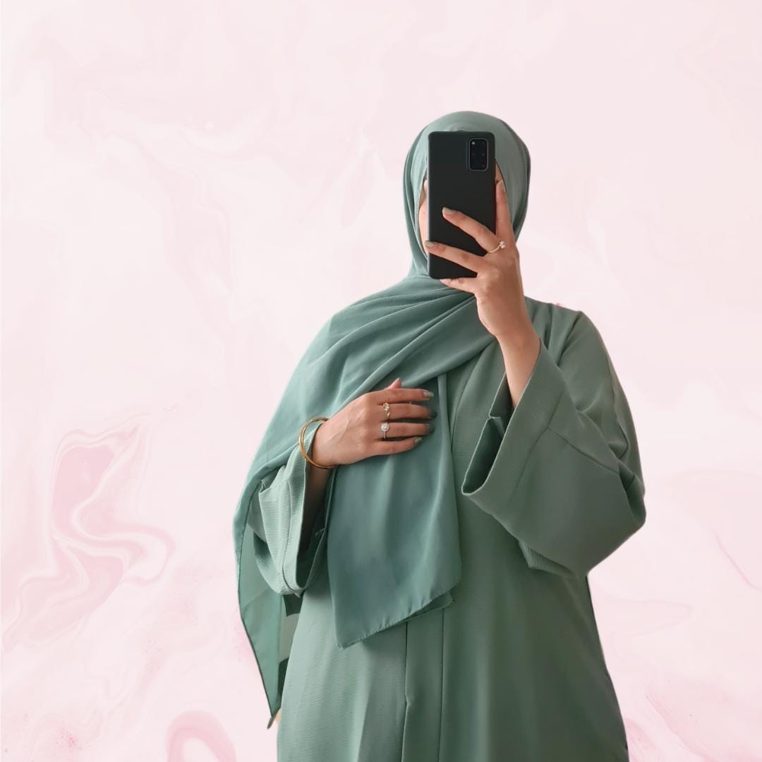 Sea Green Abaya With Hijab - Elegant Design Buttons & Pockets | Perfect For Eid, Ramadan, Islamic Fashion, Gift von ArtandAbaya