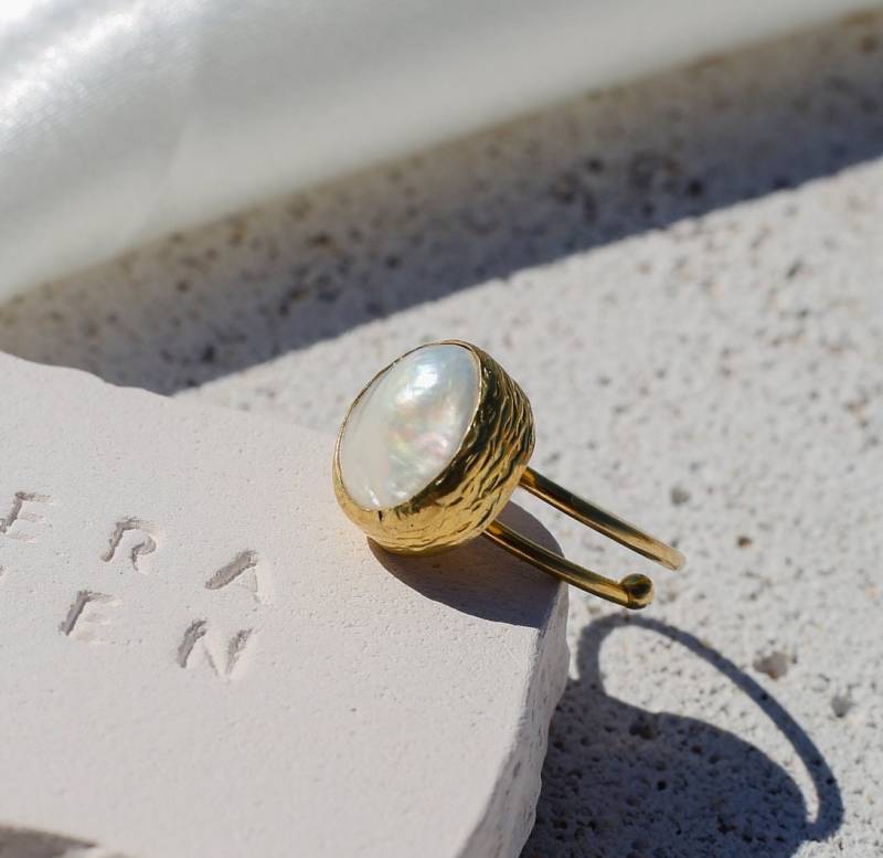 Barock Perlenring, Perle Manschette Ring, Süßwasserperle Statement Strandring, Verstellbarer Geschenk Für Mama von ArtandCraftsJewelry