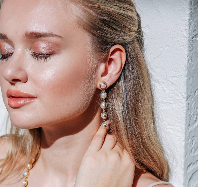 Moderne Perle Baumeln Ohrringe, Elegante Braut Lange Perlenohrringe, Weihnachtsgeschenke, Von Kunst Und Handwerk Schmuck von ArtandCraftsJewelry