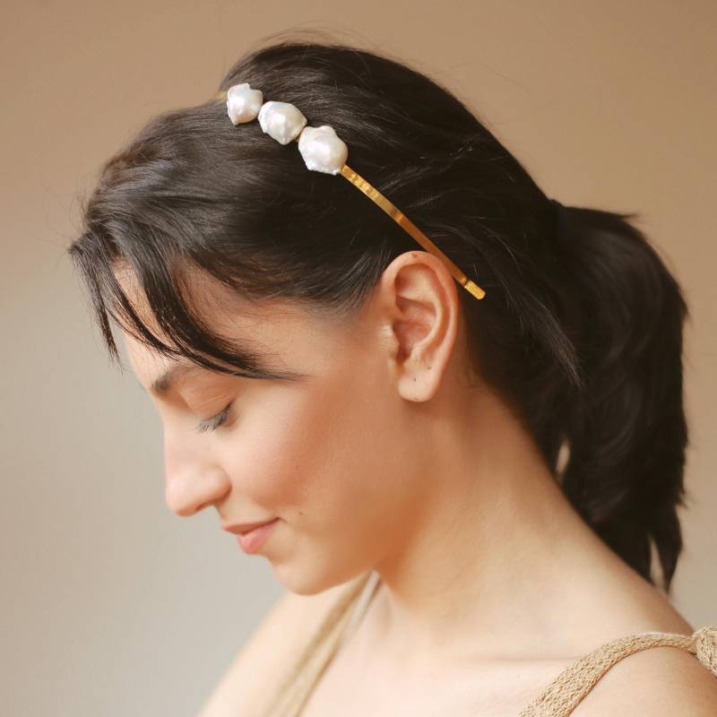 Perlen Haarband, Krone, Barock Stirnband, Biwa Kopfschmuck, Brautkrone, Braut Kopfschmuck von ArtandCraftsJewelry