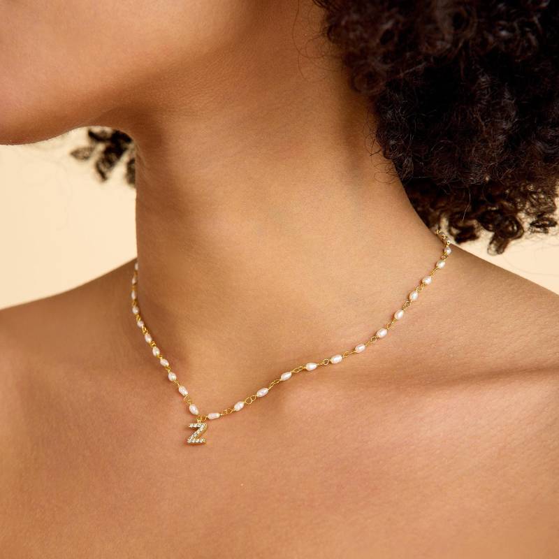 Personalisierte Perlen Initial Halskette Sterling Silber, Gold Filled von ArtandCraftsJewelry
