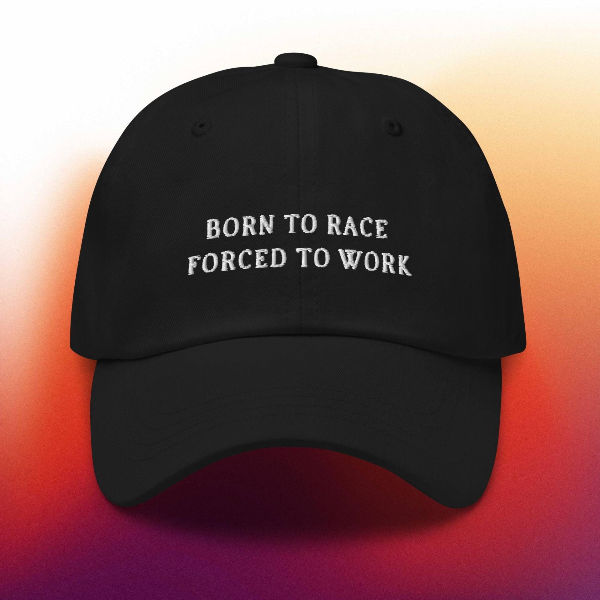 Bestickte Cap „Born To Race - Forced Work." Lustige Cord Geschenk Für Autofans Coole Racing-Mütze Mit Spruch von ArtastiqueDesignAD