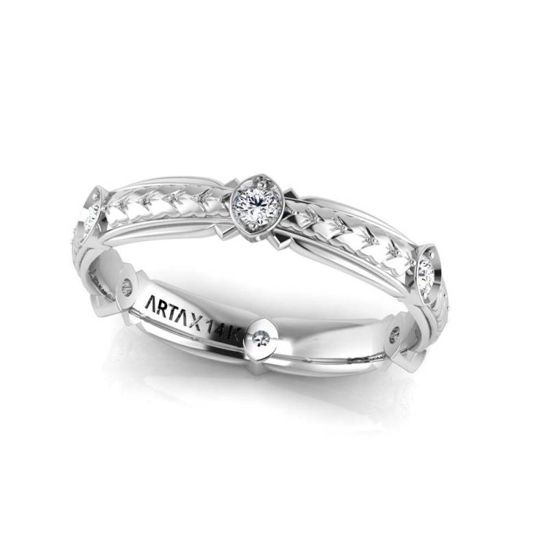 Paris | Handgravierter Eternity Diamant Ehering Stapelbarer Ring Personalisierbar 14K Sterling Silber von ArtaxStore