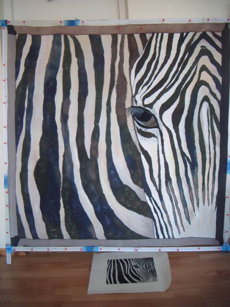 Riesige Platz Schal Handgemalte Kunst, Exklusives Geschenk Für Ihre Seide 100 % Tragen Zebra von ArtbyLora
