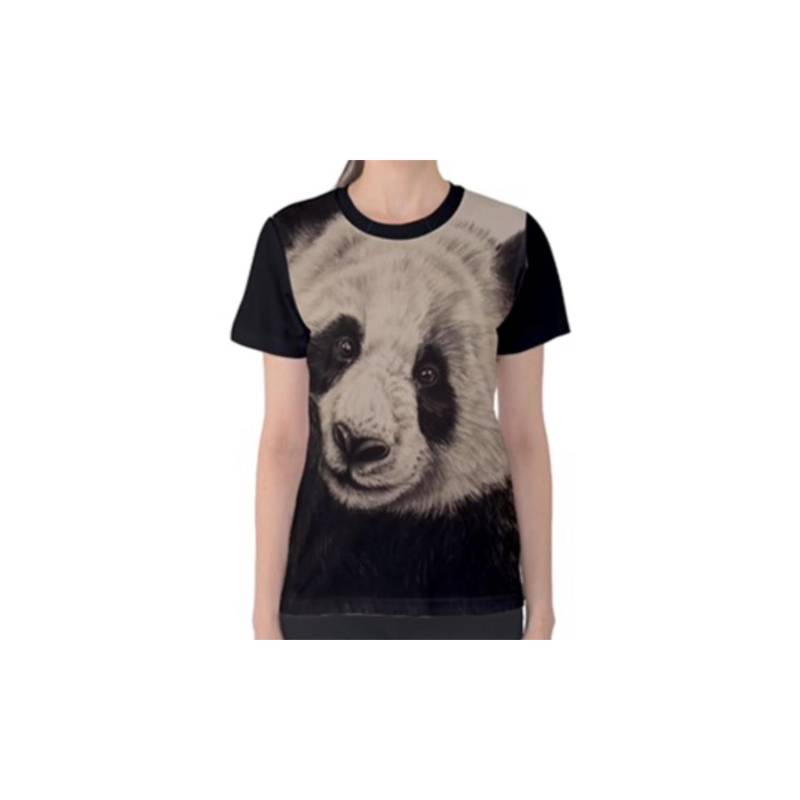 Giant Panda T Shirt Für Frauen, Wildtier Kunst Top, Panda-Liebhaber-Geschenk, Damenkleidung, Volldruck-Neuheits-T-stück, Tierliebhaber-Geschenk von Artbythree