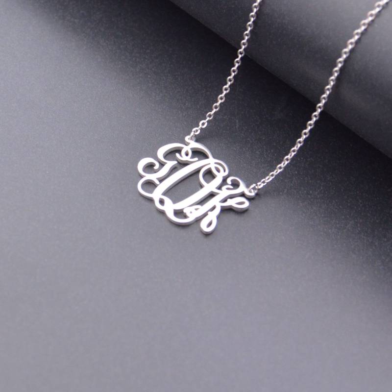 Handgefertigte 2, 5 cm Monogramm-Halskette Aus Sterlingsilber Personalisierter Anfangsschmuck von Artchain2013
