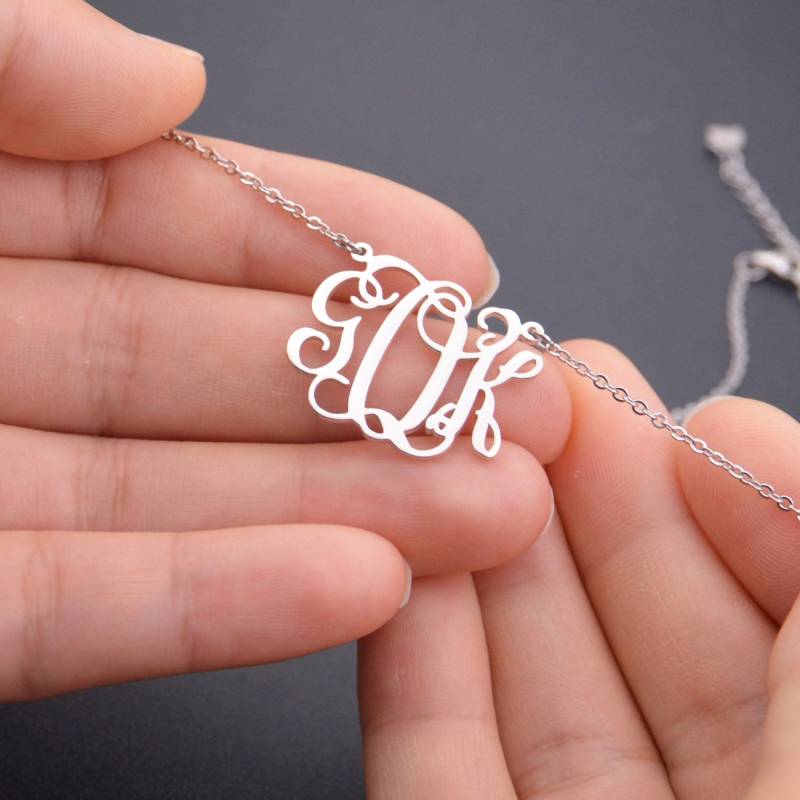 1 Zoll Monogramm Halskette-Massive Sterling Silber Schmuck Für Frauen von Artchain2013