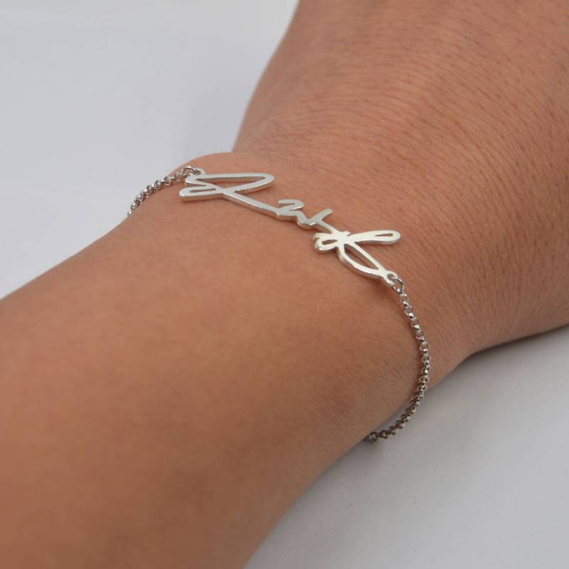 925Er Silber Handschrift Armband Personalisiertes Namensschild von Artchain2013