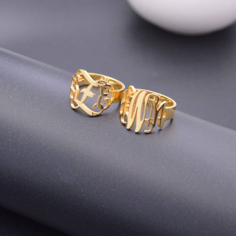 sterling Silber Monogramm Ring Personalisierter Anfangsschmuck von Artchain2013