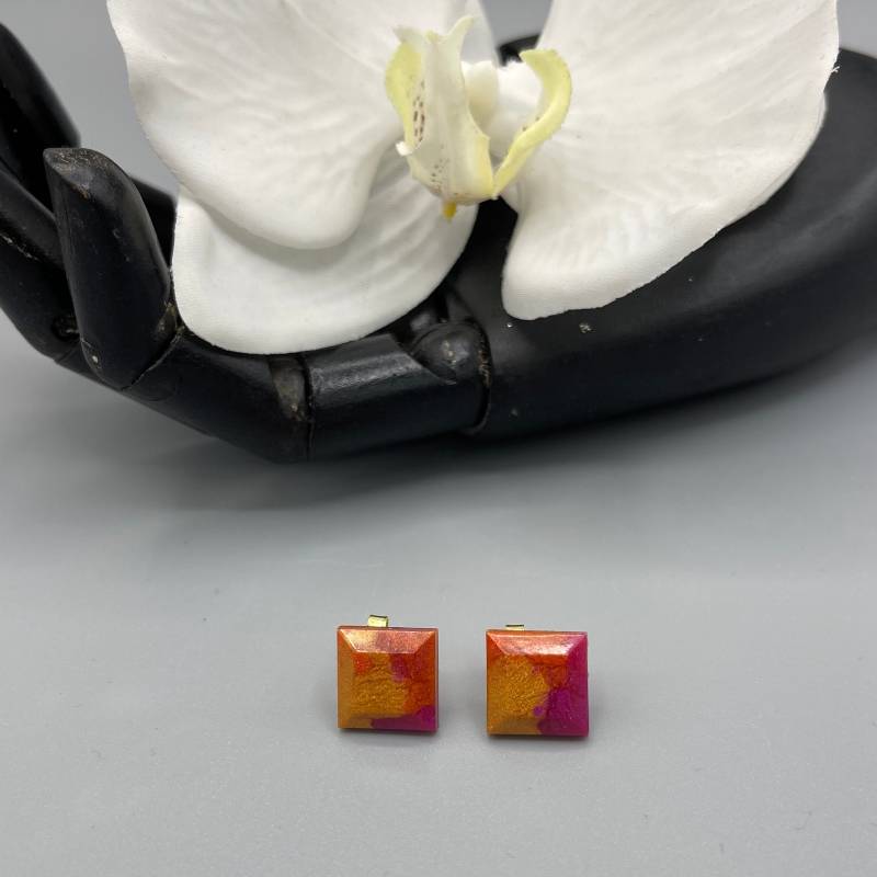 Ohrstecker Aus Gießharz, 925Er Silber Vergoldet von ArteLeone