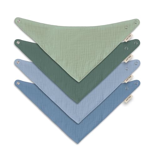 Baby und Kleinkinder Halstuch, Sabberlatz aus 100% Musselin Baumwolle jeweils in Größe S oder Größe M, 4 oder 10 Stück Set (4, SET Sea, S) von ARTEE
