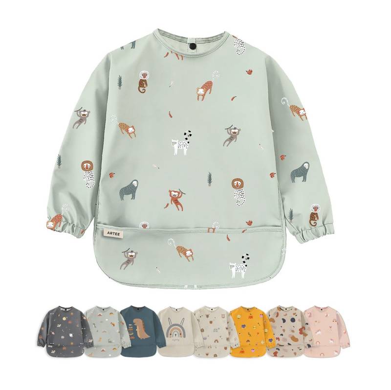 Artee Lätzchen Lätzchen mit Ärmeln und Auffangtasche in Größe M für 12-36 Monate von Artee