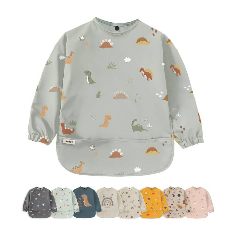 Artee Lätzchen Lätzchen mit Ärmeln und Auffangtasche in Größe M für 12-36 Monate von Artee