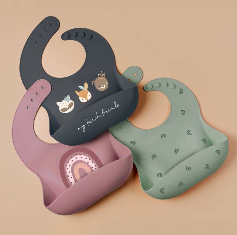 Artee Lätzchen Lätzchen 3er Set aus Silikon mit Auffangtasche von Artee