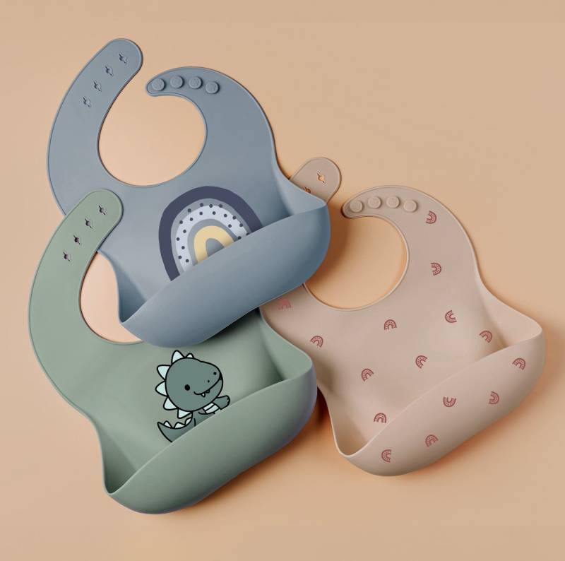 Artee Lätzchen Lätzchen 3er Set aus Silikon mit Auffangtasche von Artee