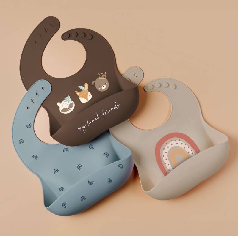 Artee Lätzchen Lätzchen 3er Set aus Silikon mit Auffangtasche von Artee