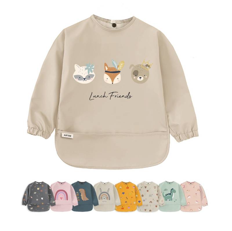 Artee Lätzchen Lätzchen mit Ärmeln und Auffangtasche in Größe M für 12-36 Monate von Artee