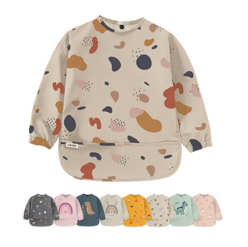 Artee Lätzchen Lätzchen mit Ärmeln und Auffangtasche in Größe M für 12-36 Monate von Artee