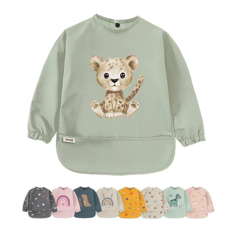 Artee Lätzchen Lätzchen mit Ärmeln und Auffangtasche in Größe M für 12-36 Monate von Artee