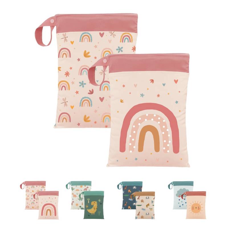Artee Wickeltasche 2er Set Nasstasche für Wechselwäsche Kita, Kindergarten, Strand, Sport von Artee
