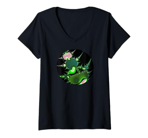 Damen Aliens? Fractal Art Mathematische Kunst Mandelbrot Chaos Theorie T-Shirt mit V-Ausschnitt von Arteefy Fraktalkunst Fraktale Design und Geschenke