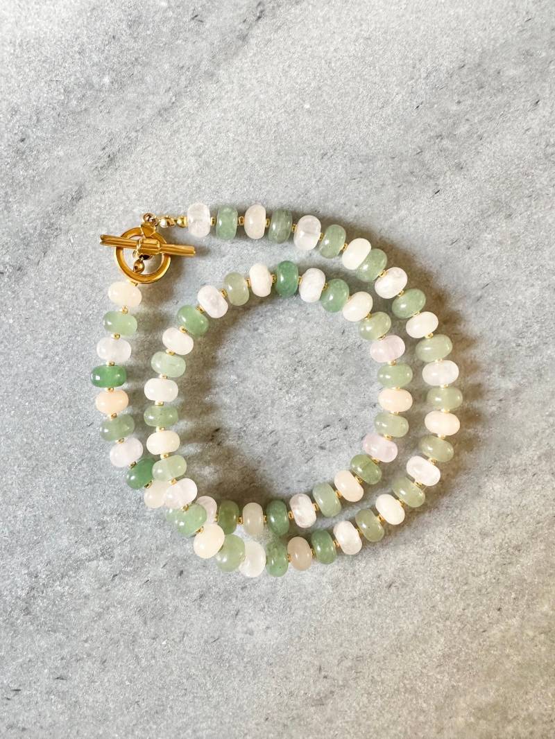 Candy Edelstein Rondelle Halskette/Rosenquarz Aventurin Schmuck Candy Edelstein Rondelle Halskette/Rosenquarz Aventurin Schmuck von ArteminaJewellery