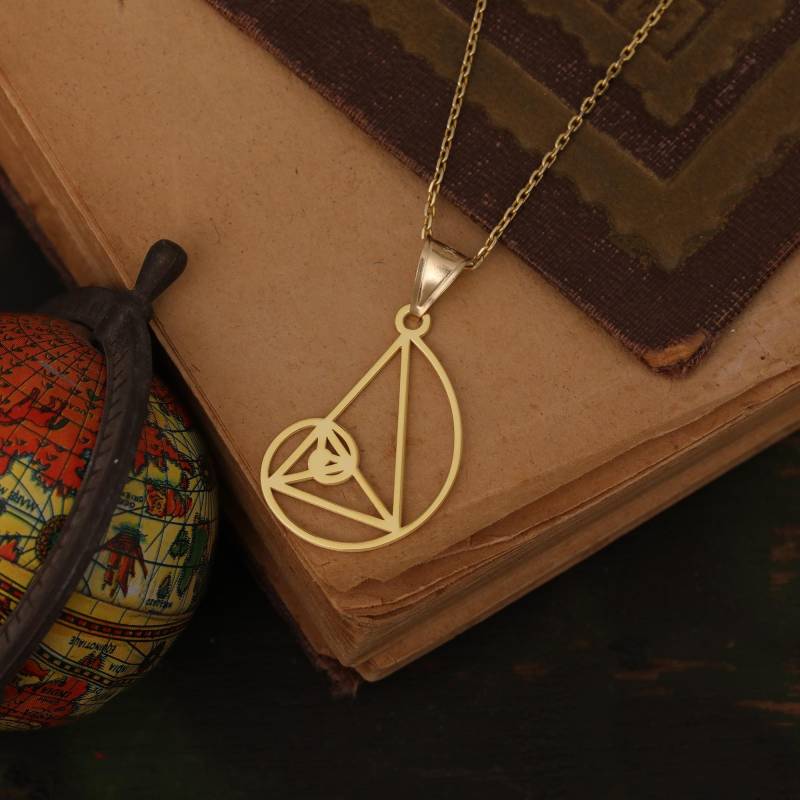 Fibonacci Halskette 14K 18K Gold - Heilige Geometrie Bedeutungsvolles Symbol Wissenschaftsschmuck Mathehalskette von ArtemisDesignJewelry