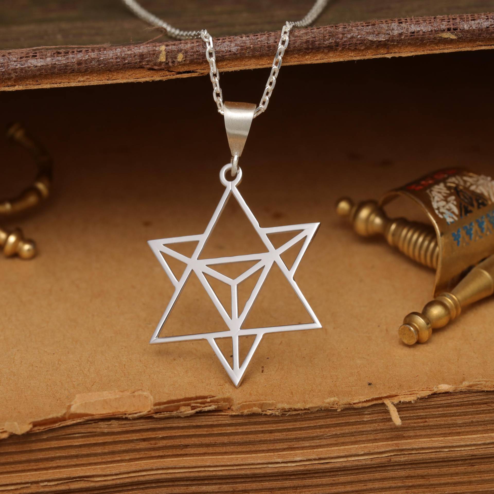 Merkaba Stern 925 Sterling Silber Halskette - Anhänger Schmuck Meditation Symbol Power von ArtemisDesignJewelry