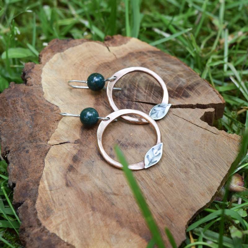 Ohrring Hoja, Aus Der Silberschmiede Artesanakunst, Selbstgemachter Schmuck Silber Und Kupfer Ohrring Hoja, Aus Der Silberschmiede Artesanakunst, Selbstgemachter Schmuck Silber Und Kupfer von ArtesanaKunst