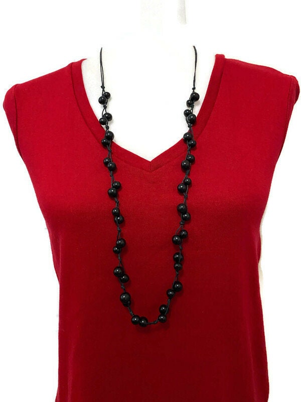 Schwarze Tagua Halskette Und Ohrringe Tag515, Bio Set in Schwarz, Acai Organic von ArtesaniaKarissma