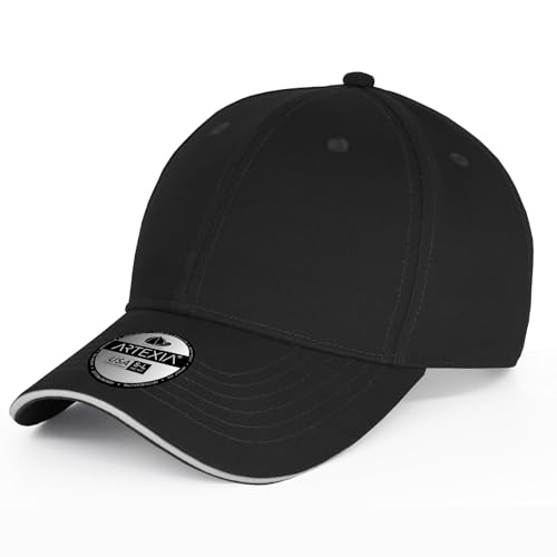 Artexia Baseball Cap Herren - Baumwolle Kappe Herren und Cap Damen - Basecap Herren Schwarz Sandwich von Artexia