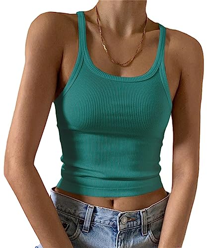 Artfish Damen Ärmelloses Tanktop, figurbetont mit Rundhalsausschnitt, geripptem Strick und schlichtem Design, Basic-Camisole-Shirt., X-Klein von Artfish