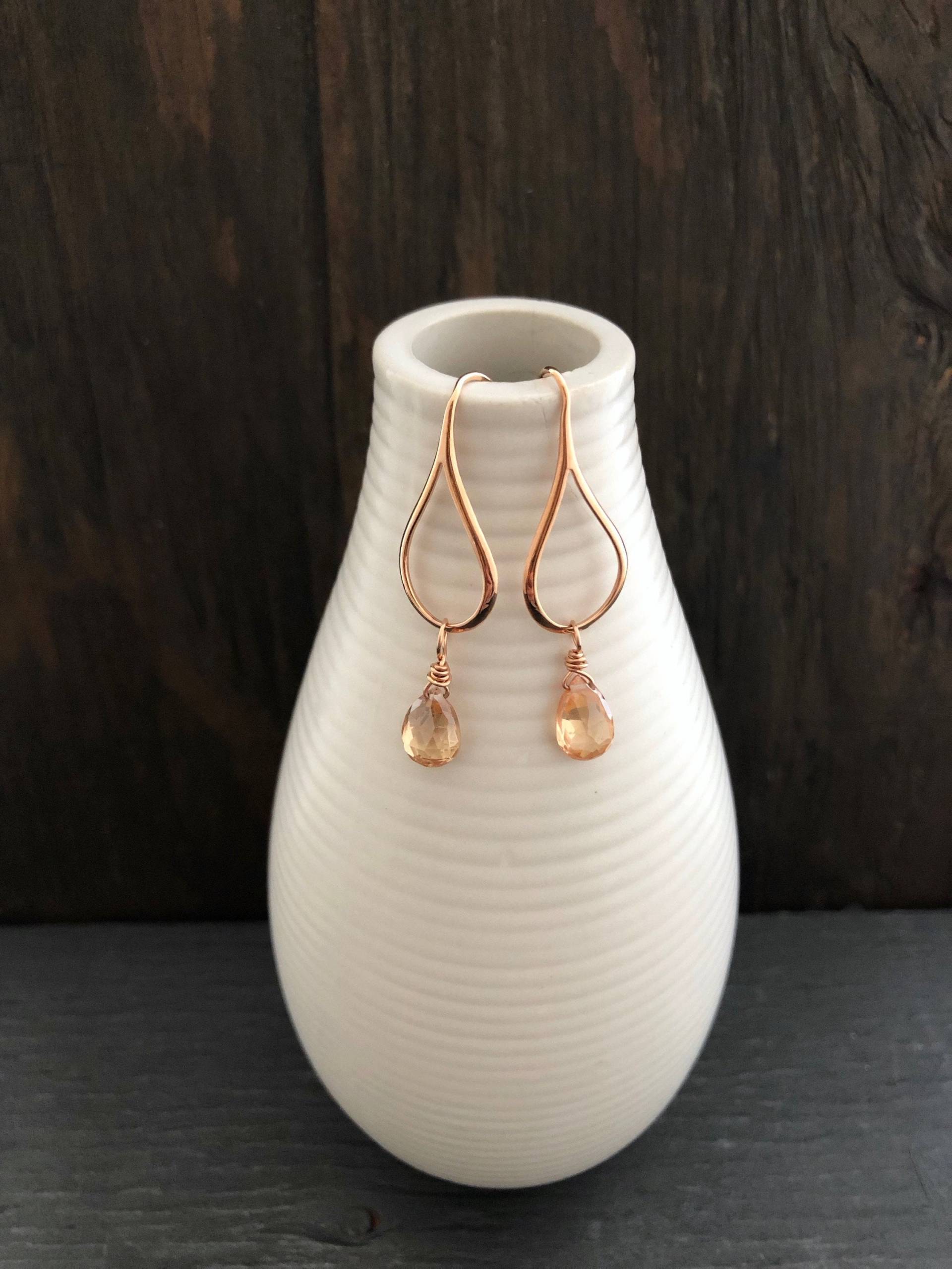 Rosegold Ohrringe Mit Champagner Cz, Handgemachtes Rosegold Ohrringe Mit Champagner Cz, Handgemachtes von ArtfulHummingbird
