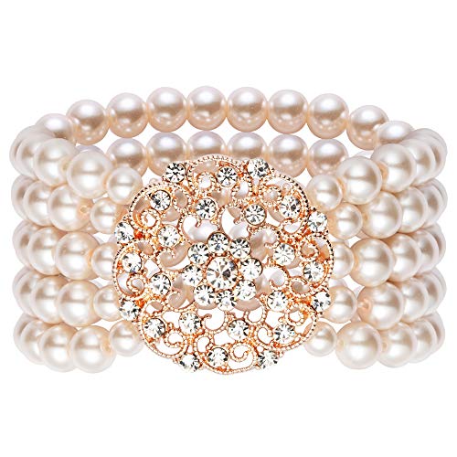 BABEYOND 1920s Armband Perlen Damen Gatsby Kostüm Zubehör Blinkende Kristall Armreif 20er Jahre Accessoires für Damen (Stil 2-Rose Gold) von BABEYOND